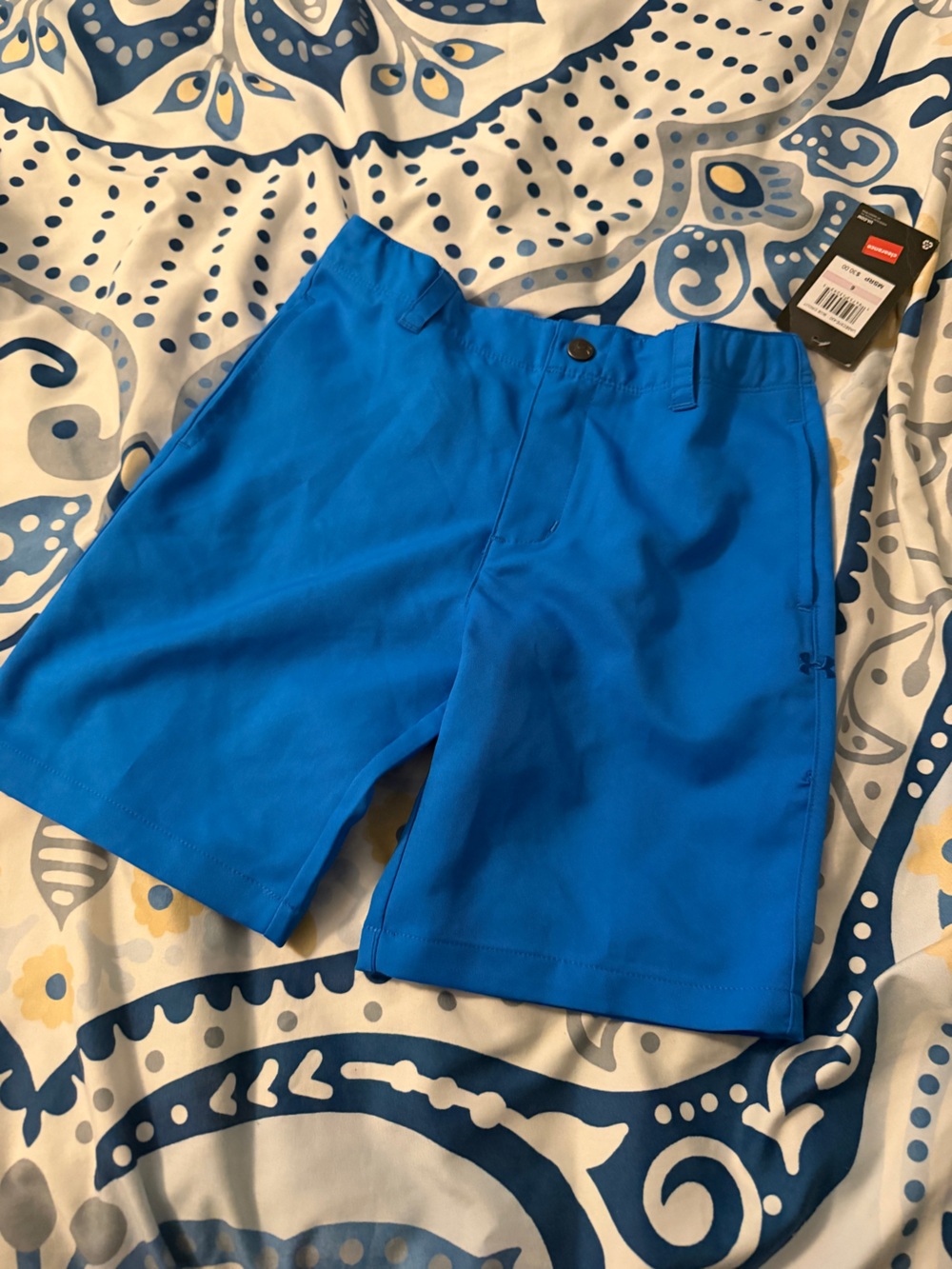 Under Armour boys Bright Blue Flat Front Performance Shorts